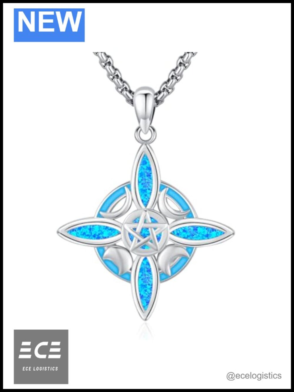 Sterling Silver Witches Knot Opal Pendant Necklace Adjustable 20-22 Inch